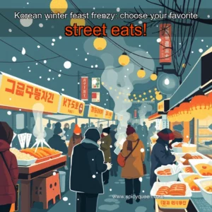 Artistic representation for Korean winter feast frenzy: choose your favorite street eats!