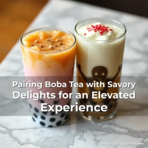 Artistic representation for Pairing Boba Tea with Savory Delights for an Elevated Experience